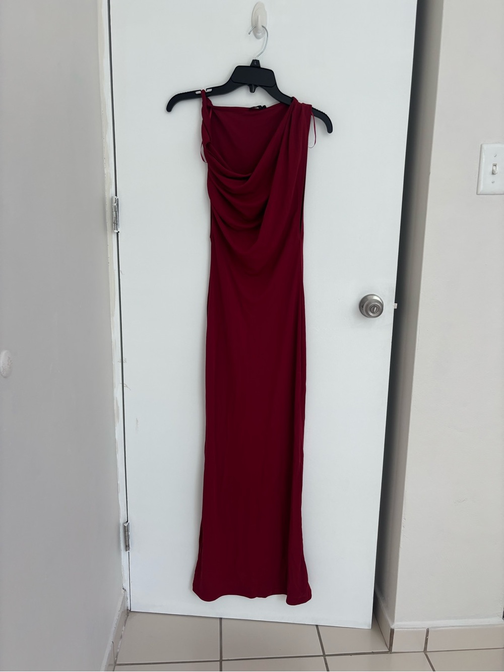 Zara Wine Red Cowl Neck Maxi Dress
